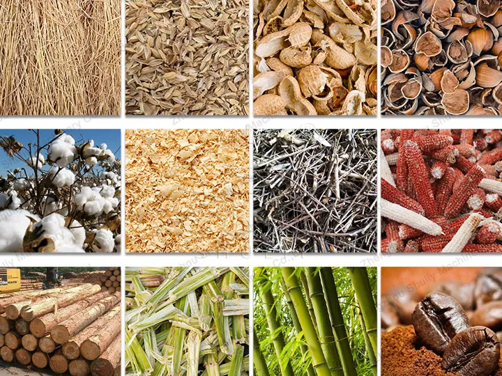 various raw materials of the charcoal extruder machine