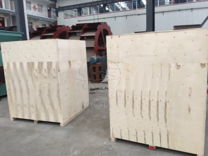 Ball press machine packed in wooden crate, ready for shipment