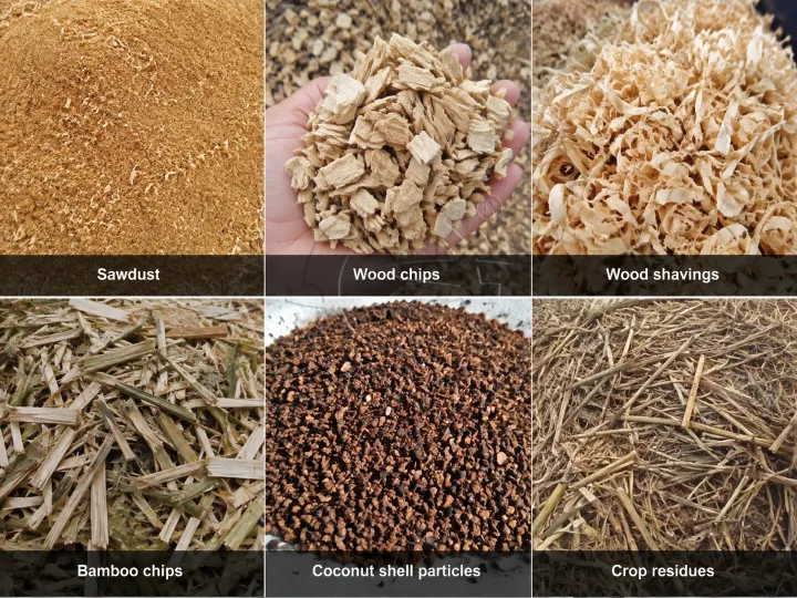 Various kinds of biomass raw materials available for drying