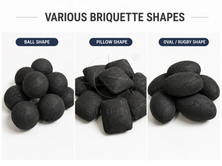 various briquette shapes